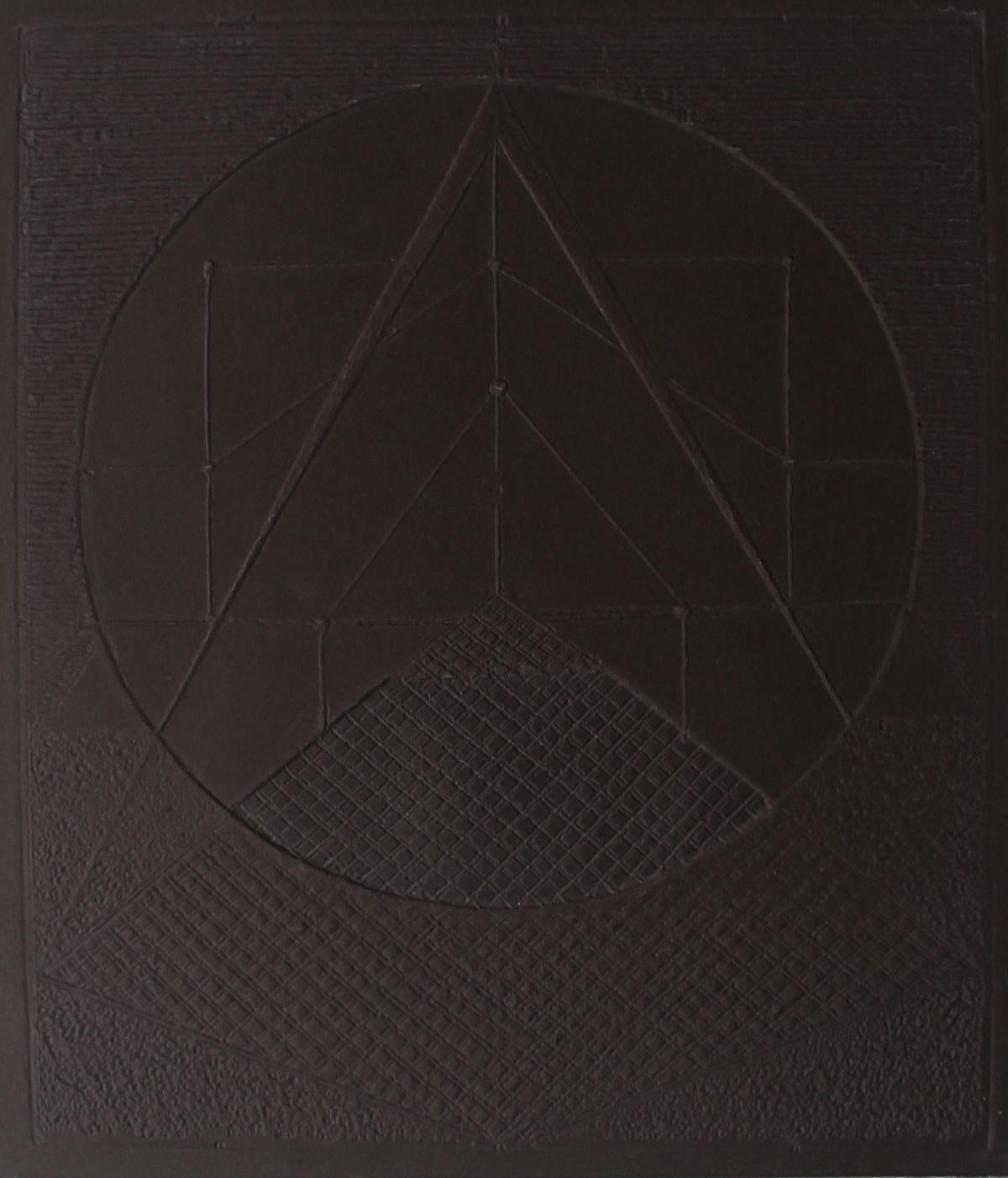 Relief I - XXIe siècle, graphisme abstrait contemporain, formes géométriques,  - Noir Abstract Print par Ryszard Gieryszewski