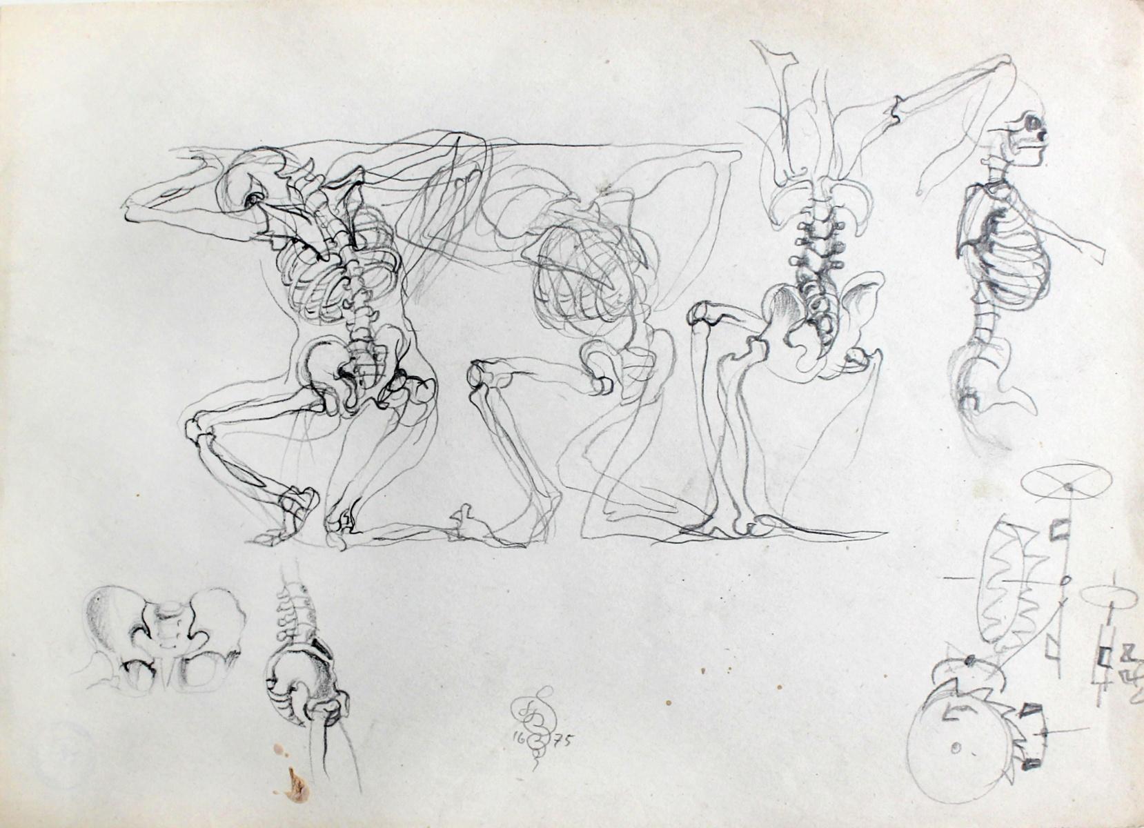 Franciszek Starowieyski Figurative Art - Skeletons - Polish Art Master, Contemporary Surreal Drawing, XXI Century