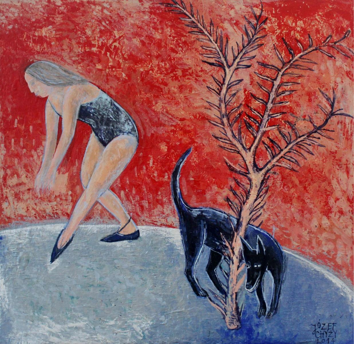 Józef Chyży Figurative Painting - Dance - Contemporary Figurative Acrylic Painting, Animal, XXI Century