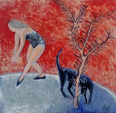 Danse - Peinture figurative contemporaine en acrylique, animal, XXIe siècle