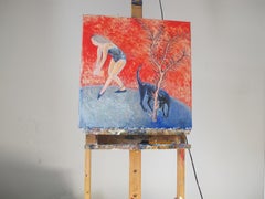 Danse - Peinture figurative contemporaine en acrylique, animal, XXIe siècle