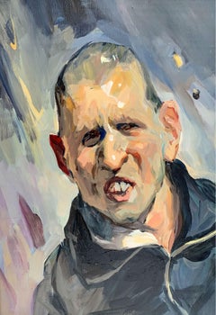 Le deuil au lieu de Gruszka - XXIe siècle, peinture à l'huile de portrait contemporain