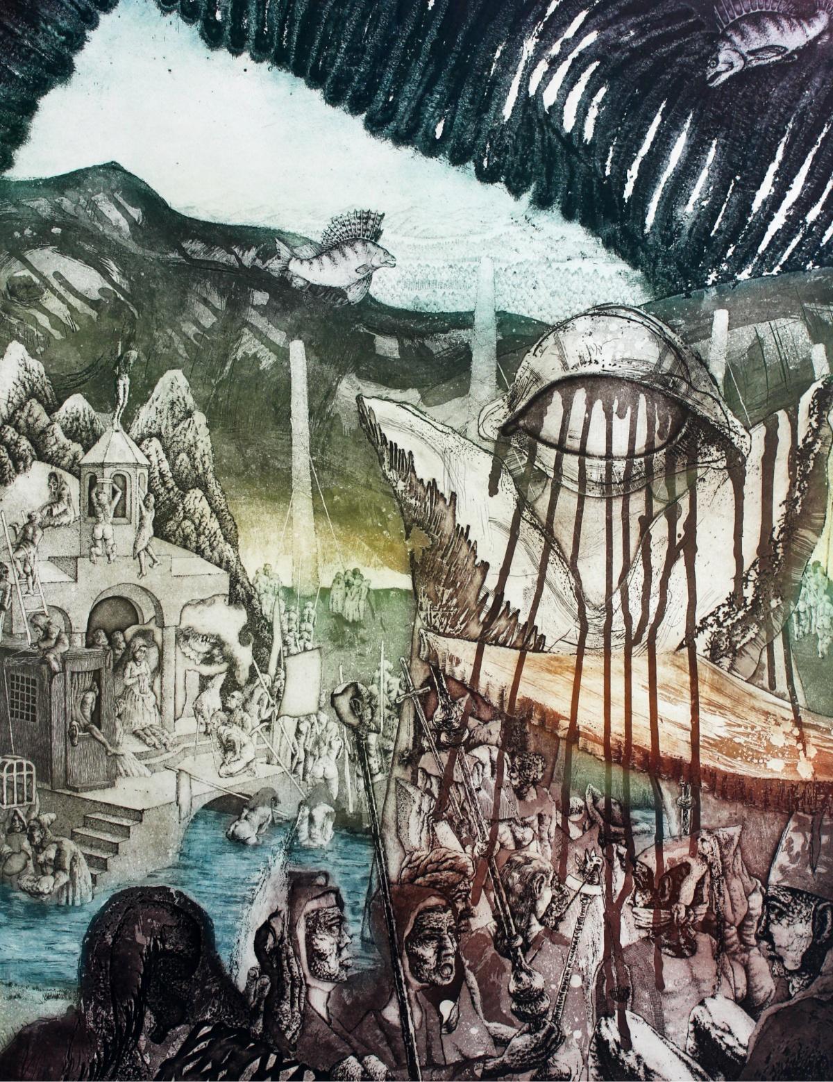 Figurative Print de Rober Bartel - Cruzada- Gráfica Contemporánea, Aguafuerte, Aguatinta, Siglo XXI