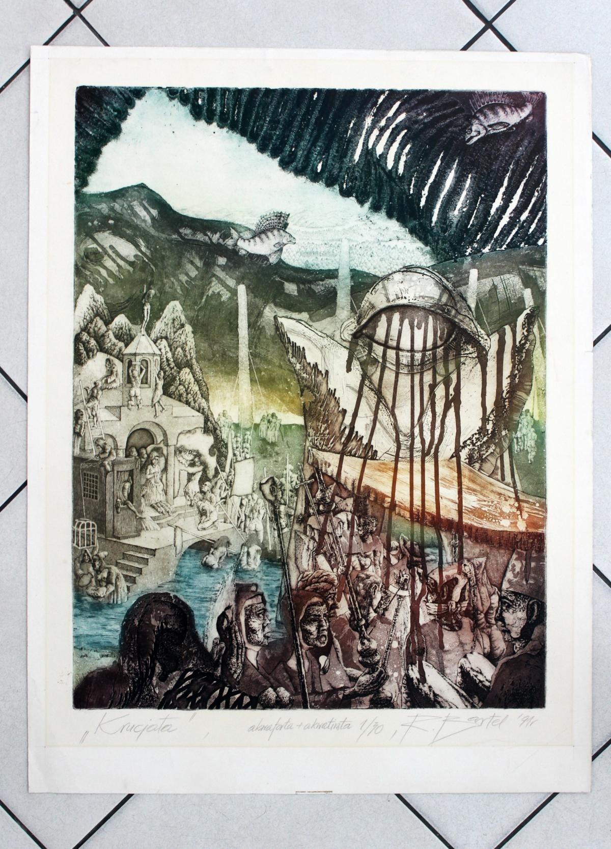 Crusade- Contemporary Graphics, Etching, Aquatint, XXI Century - Print by Rober Bartel