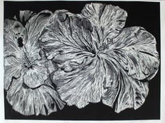 Hibiscus - XXI century, Linocut, Flower, Contemporary Figurative Art