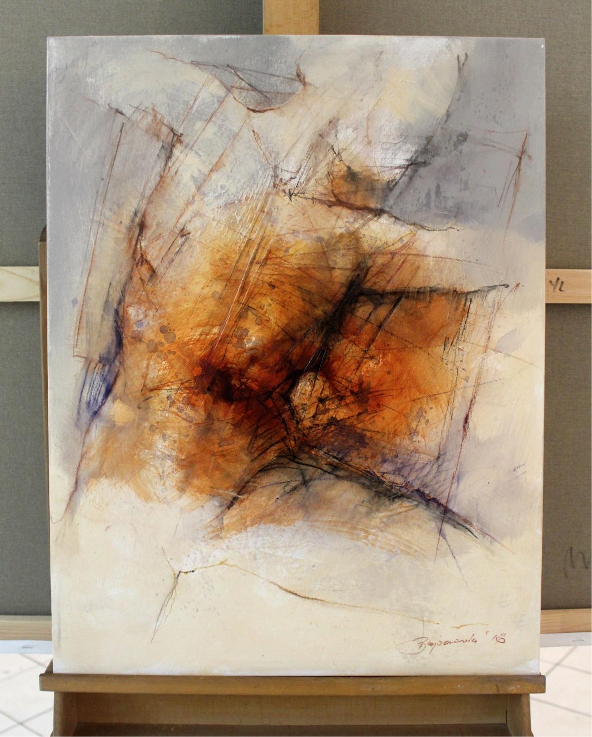 Nude - XXI Century, Contemporary Figurative Oil Painting, Abstraction  - Beige Nude Painting by Michał Bajsarowicz