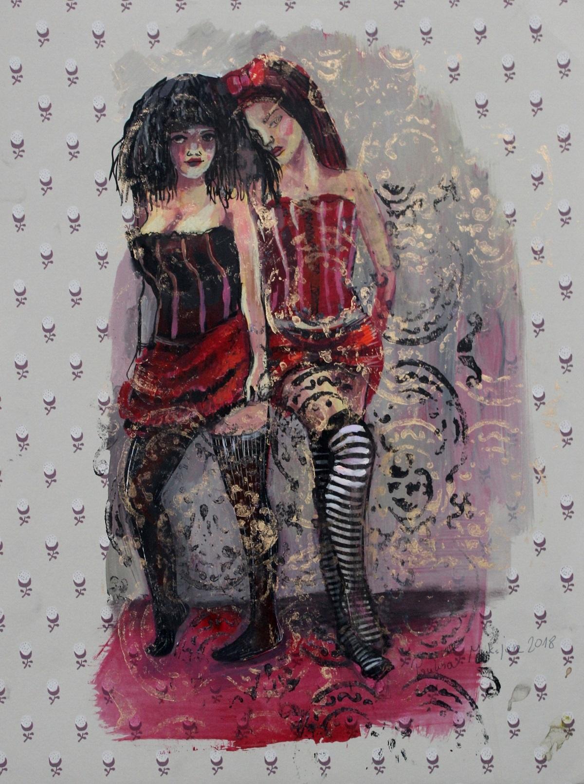 Figurative Art Paulina Maksjan - Sisters - XXIe siècle, dessin figuratif contemporain, femmes