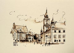 Warsaw - the Castle Square - XXI Century, Watercolour Figurative, Architecture