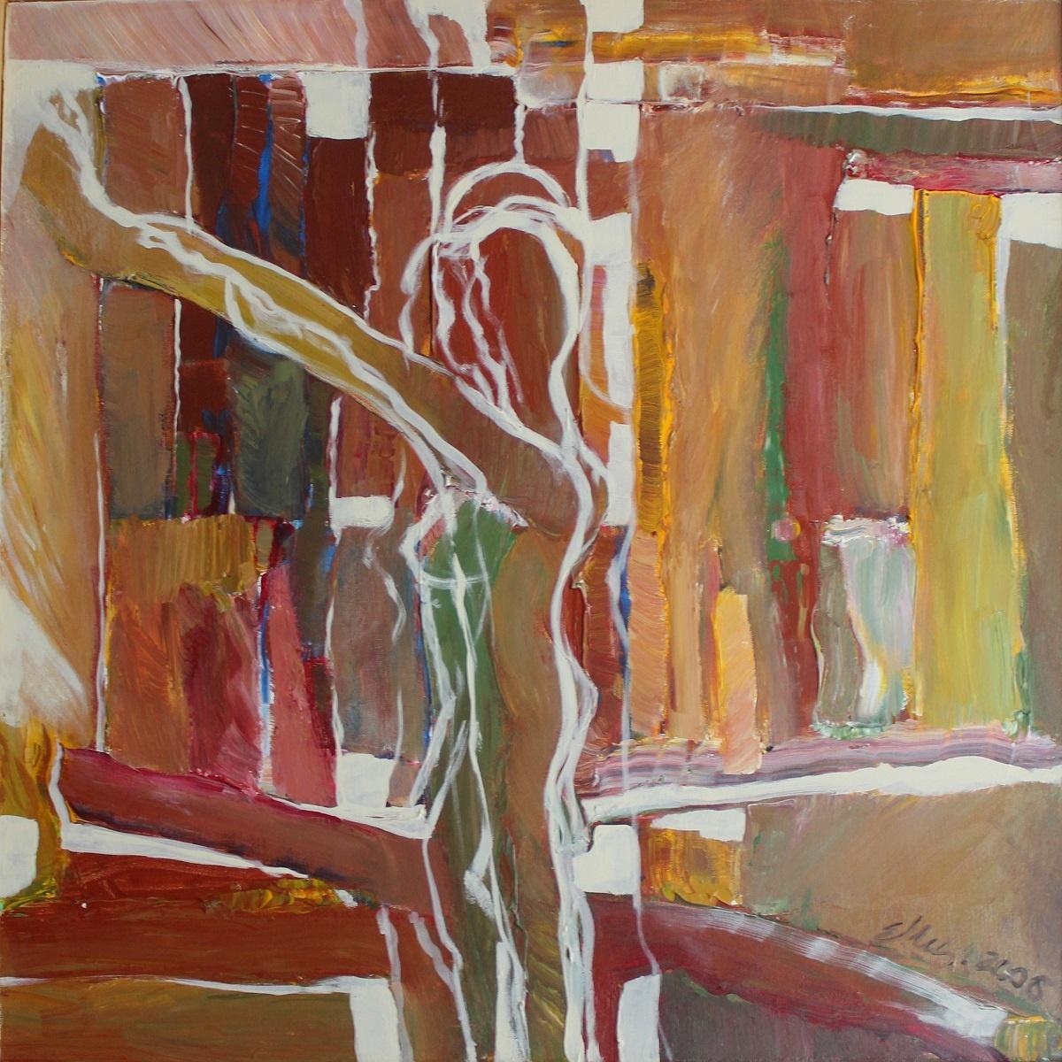 Ella Ellis Abstract Painting - Reach out - XXI Century, Contemporary Oil Painting, Nude
