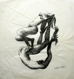 Gemeinsam - XX Jahrhundert, Zeichnung, Nude, Schwarz und Weiß