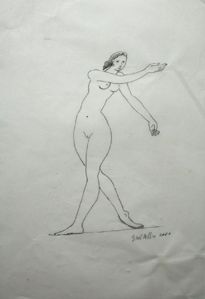 Figurative Art Giuseppe del Debbio - Nu - XXIe siècle, dessin figuratif contemporain, nu, noir et blanc