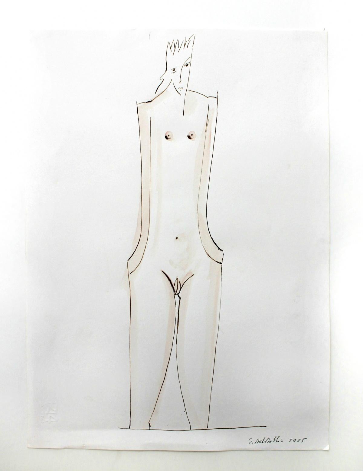 Nude - XXI Century, Contemporary Figurative Drawing, Nude, Black And White - Art by Giuseppe del Debbio