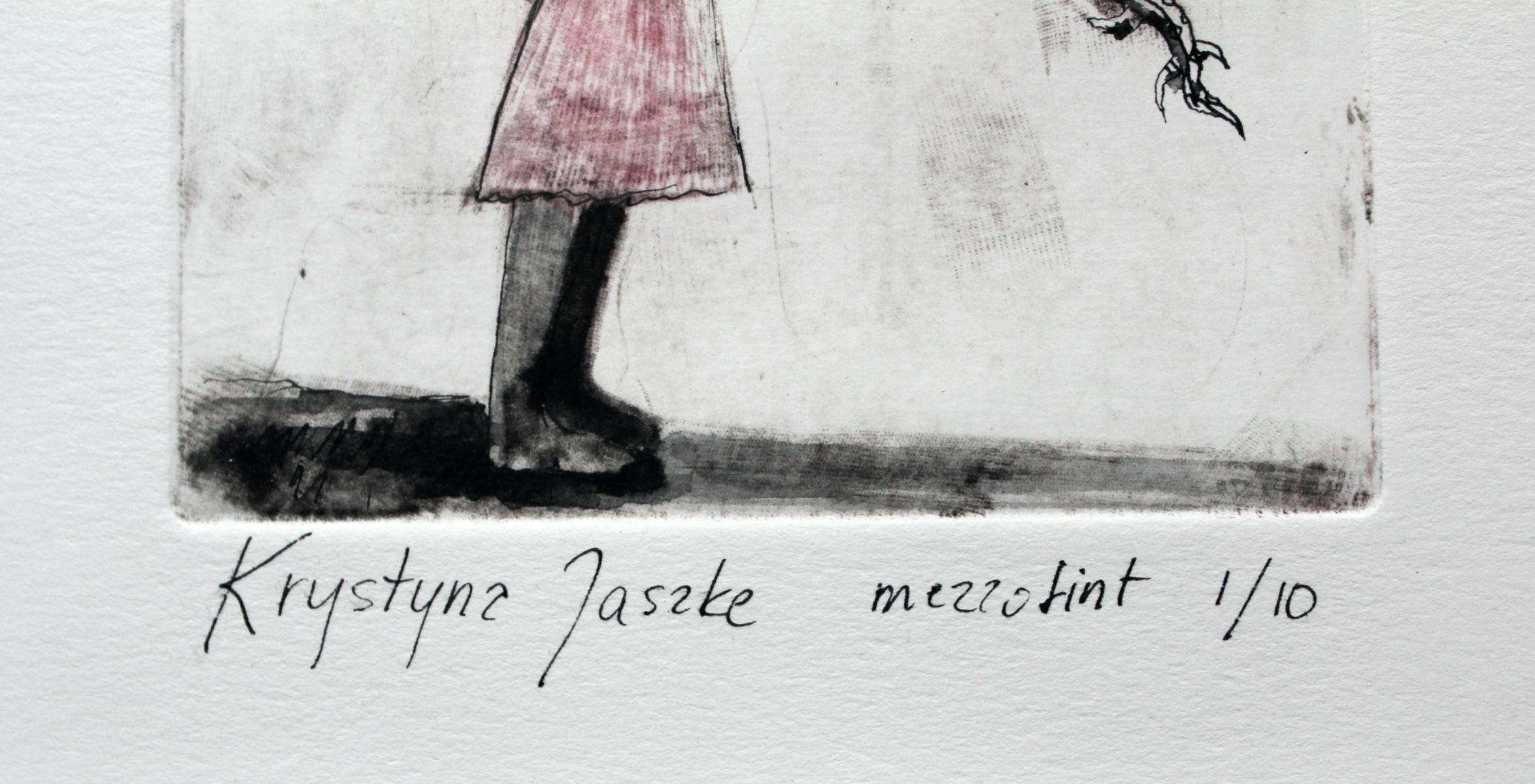 Pide perdón - Siglo XXI, Impresión figurativa contemporánea, Negro, Blanco, Rosa - Print de Krystyna Jaszke