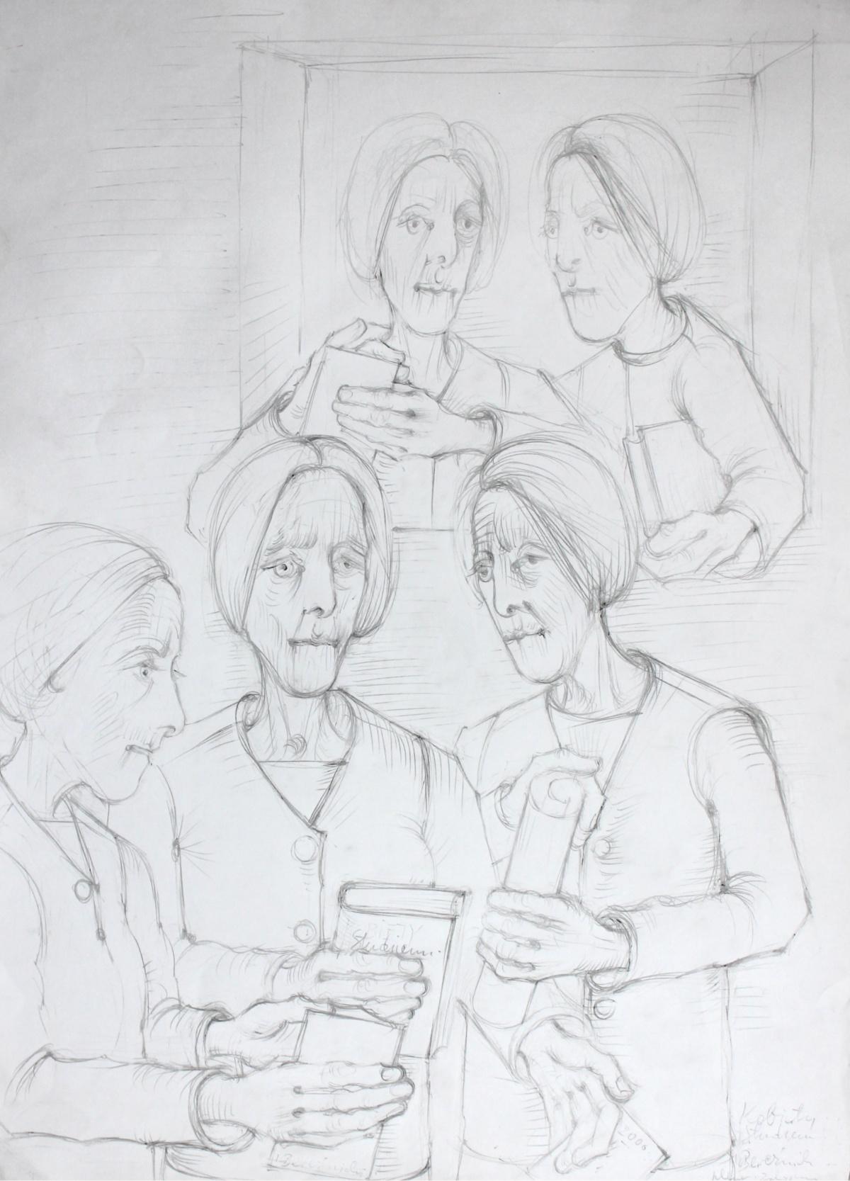 Kiejstut Bereźnicki Figurative Art - Women - a study -- Contemporary figurative pencil drawing