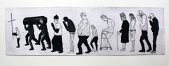 Procession I - a pentaptych - XXI century, Mixed media print, Figurative