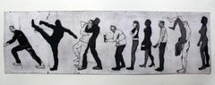 Procesión II - un pentáptico - Siglo XXI, Impresión en técnica mixta, Figurativo
