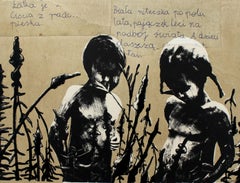 Untitled - XXI century, Black and white figurative, Mixed media print