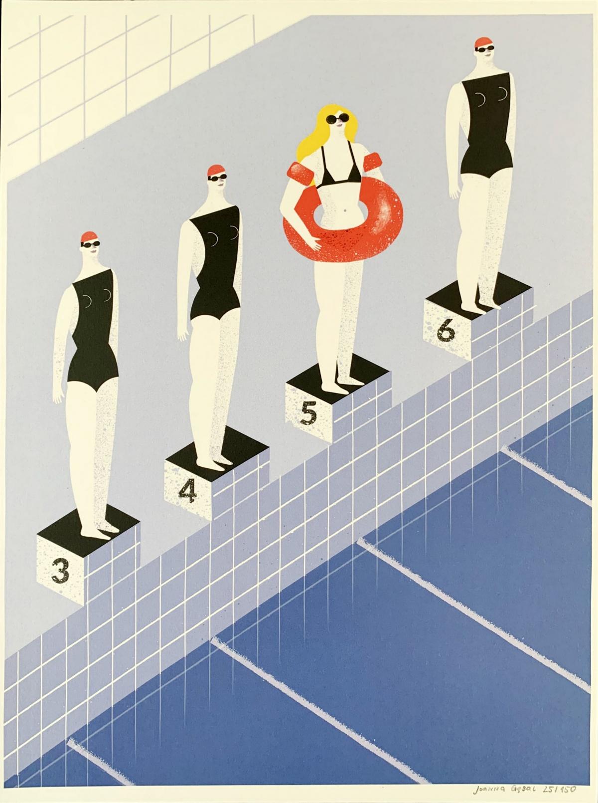 Swimmers - Digital print, Young art, Figurative art - Print by Joanna Gebal