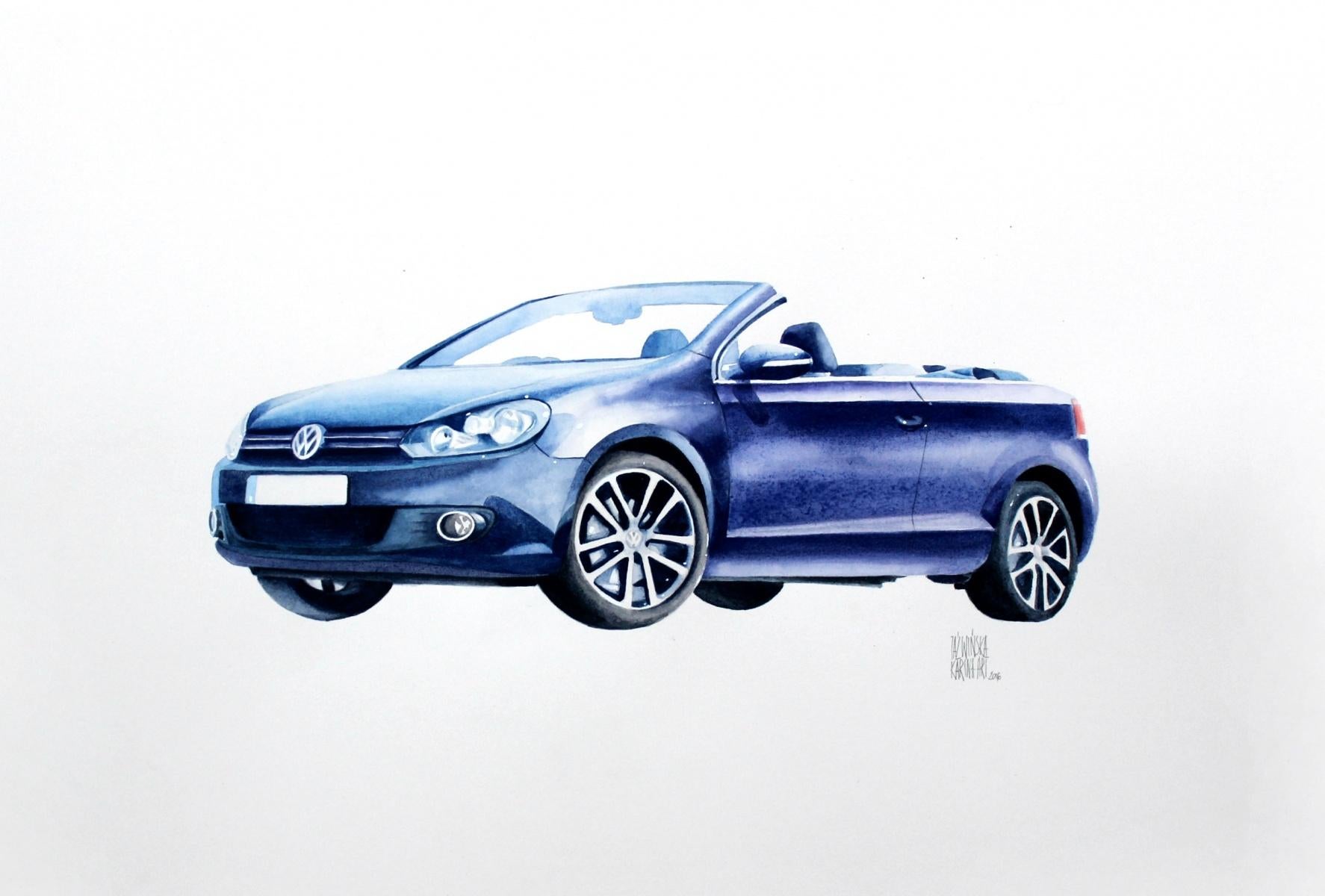 Karina Jaźwińska Landscape Art - Volkswagen - XXI century, Watercolour figurative, Colourful, Cars and vehicles