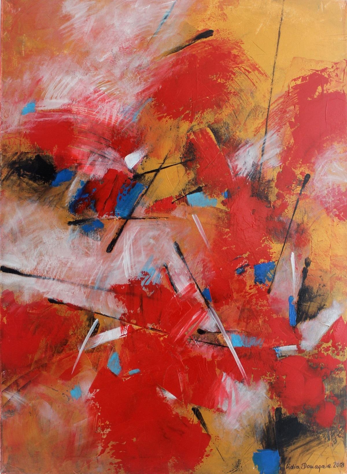 Lidia Domagała Abstract Painting - Constantly moving II - XXI century, Acrylic painting, Abstraction, Colourful