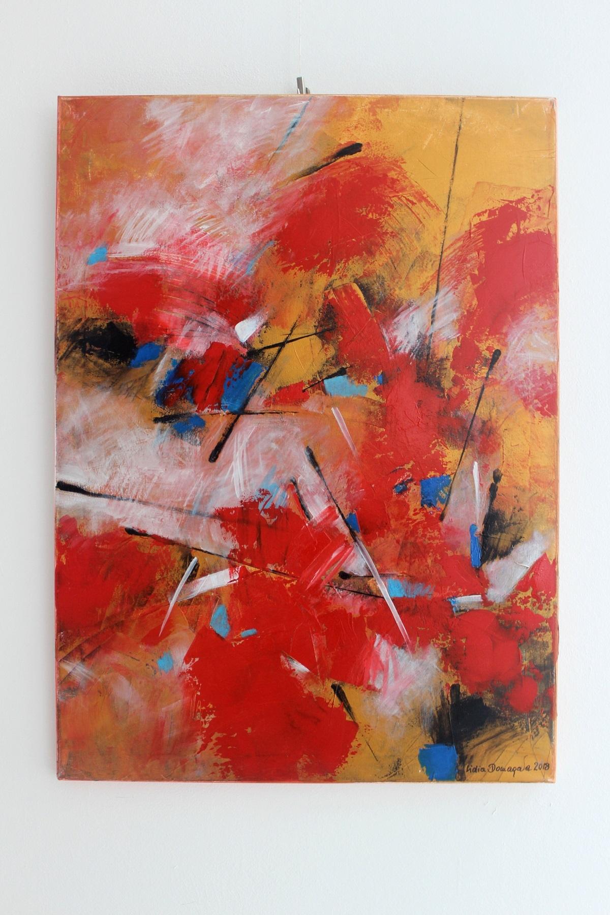 In continuo movimento II - XXI secolo, Pittura acrilica, Astrazione, Colorato - Painting di Lidia Domagała