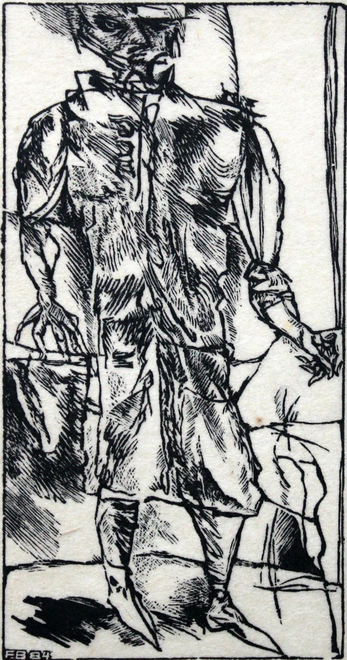 Tercer viajero - Siglo XX, Grabado en blanco y negro, Figurativo - Painting de Franciszek Bunsch