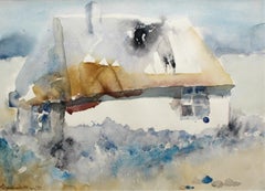 Un chalet - XXe siècle, paysage, aquarelle figurative