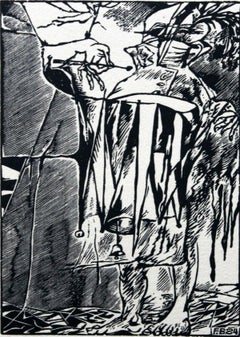 El tamborilero de la victoria - Siglo XX, Aguafuerte en blanco y negro, Figurativo