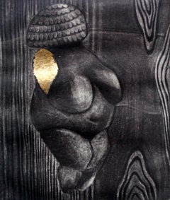 Venus in gold - XXI century, Black, white and gold print, Figurative