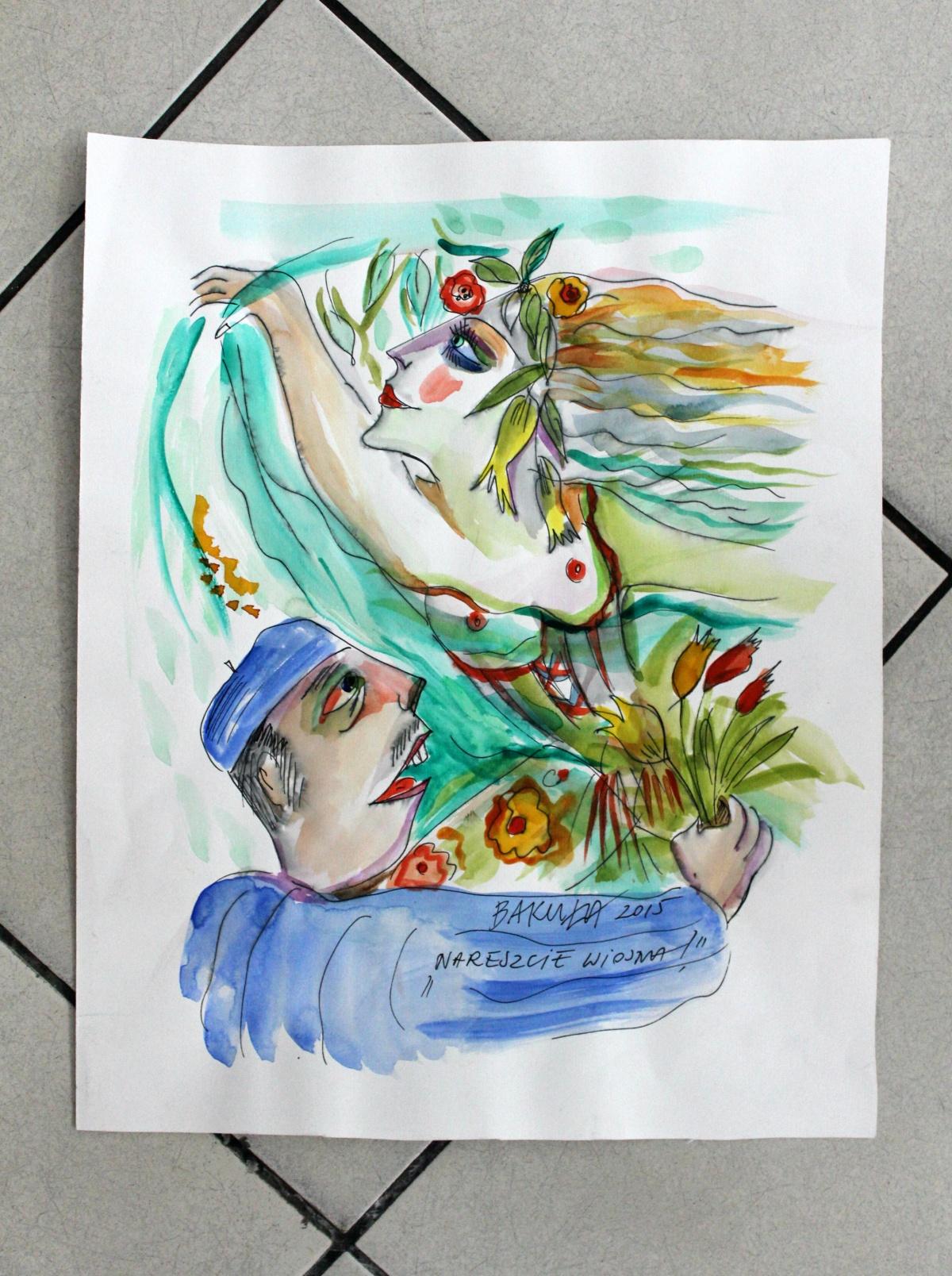 Spring, at last! - XXI century, Watercolour figurative, Colourful - Art by Hanna Bakuła