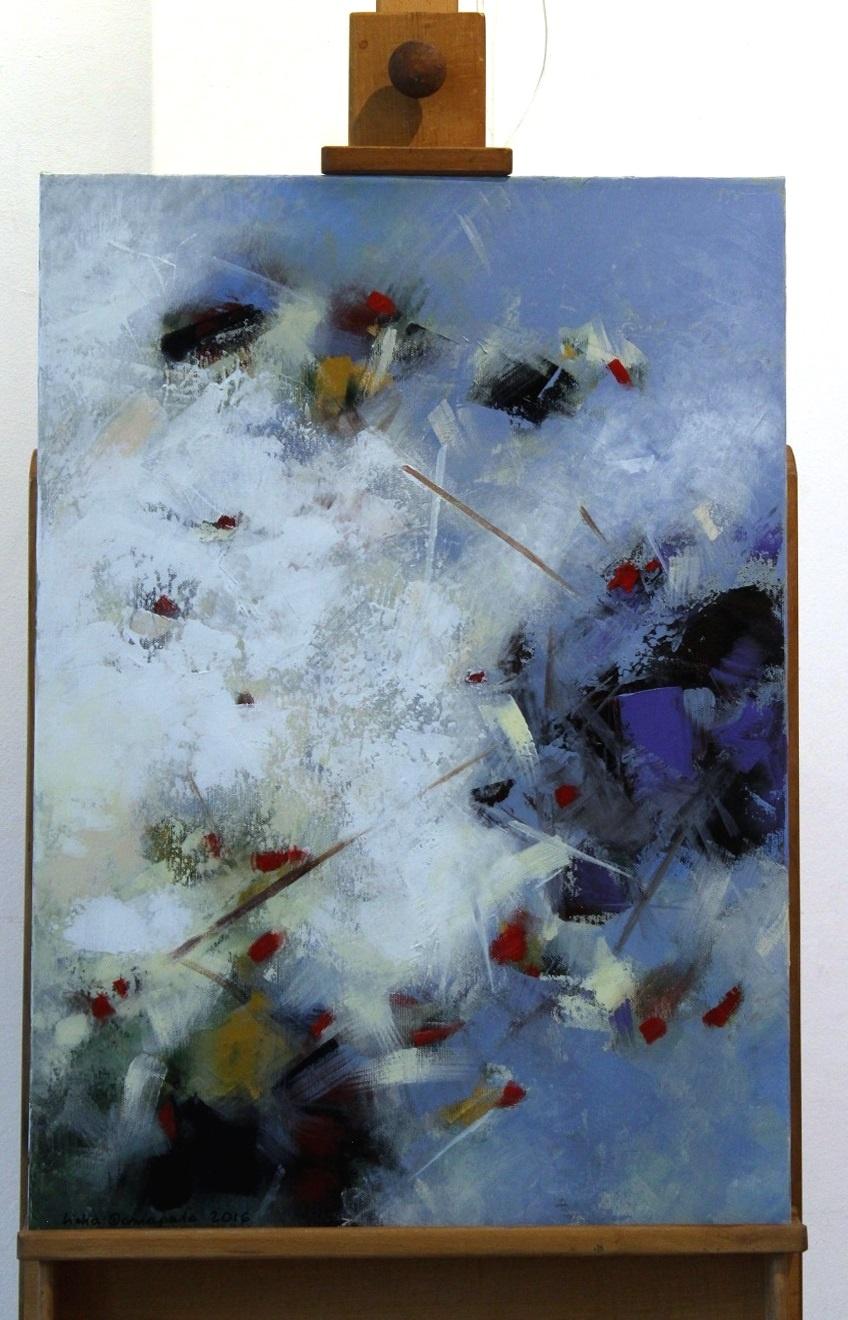 Cielo a Przelewice - XXI secolo, Pittura acrilica, Astrazione, Colorato - Abstract Painting Grigio di Lidia Domagała