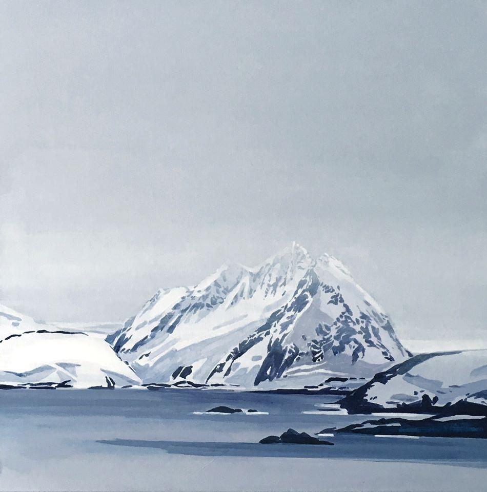 Paulina Czernek Figurative Painting - Lofoten Isles - XXI century, Landscape, Minimalistic painting, Blue