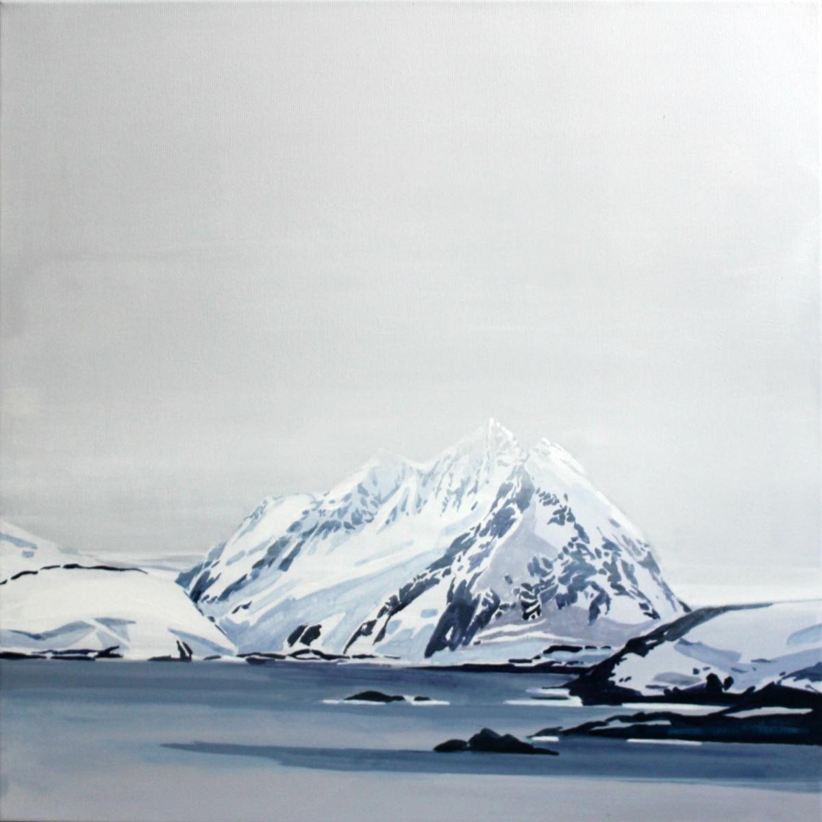 Lofoten Isles - XXI century, Landscape, Minimalistic painting, Blue - Painting by Paulina Czernek