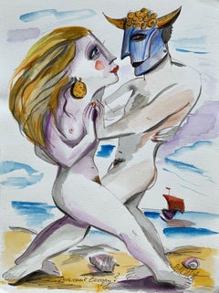 Abduction of Europa - XXI century, Watercolour figurative, Colourful, Mythology