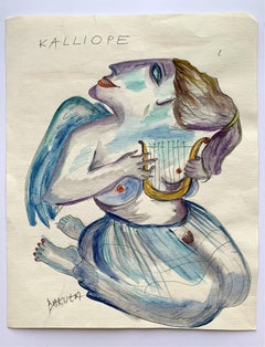 Calliope - XXI secolo, Acquerello figurativo, Colorato, Mitologia