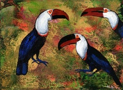 Gardens of Delight LIII - XXI century figurative painting, Birds, Colorful