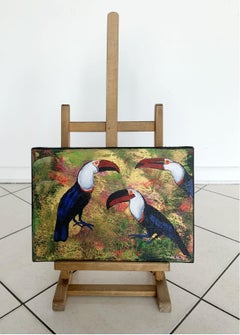 Gardens of Delight LIII - XXI century figurative painting, Birds, Colorful