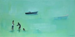Summertime XIII -  Figurative oil painting, Beach, Landscape, Water, Seaside