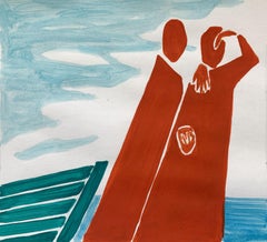 A horizon - Figurative Acrylic Painting on Paper, Vibrant colors, Abstraction