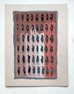 All blocks city - XXI Century, Gouache Painting, Figurative, Portrait