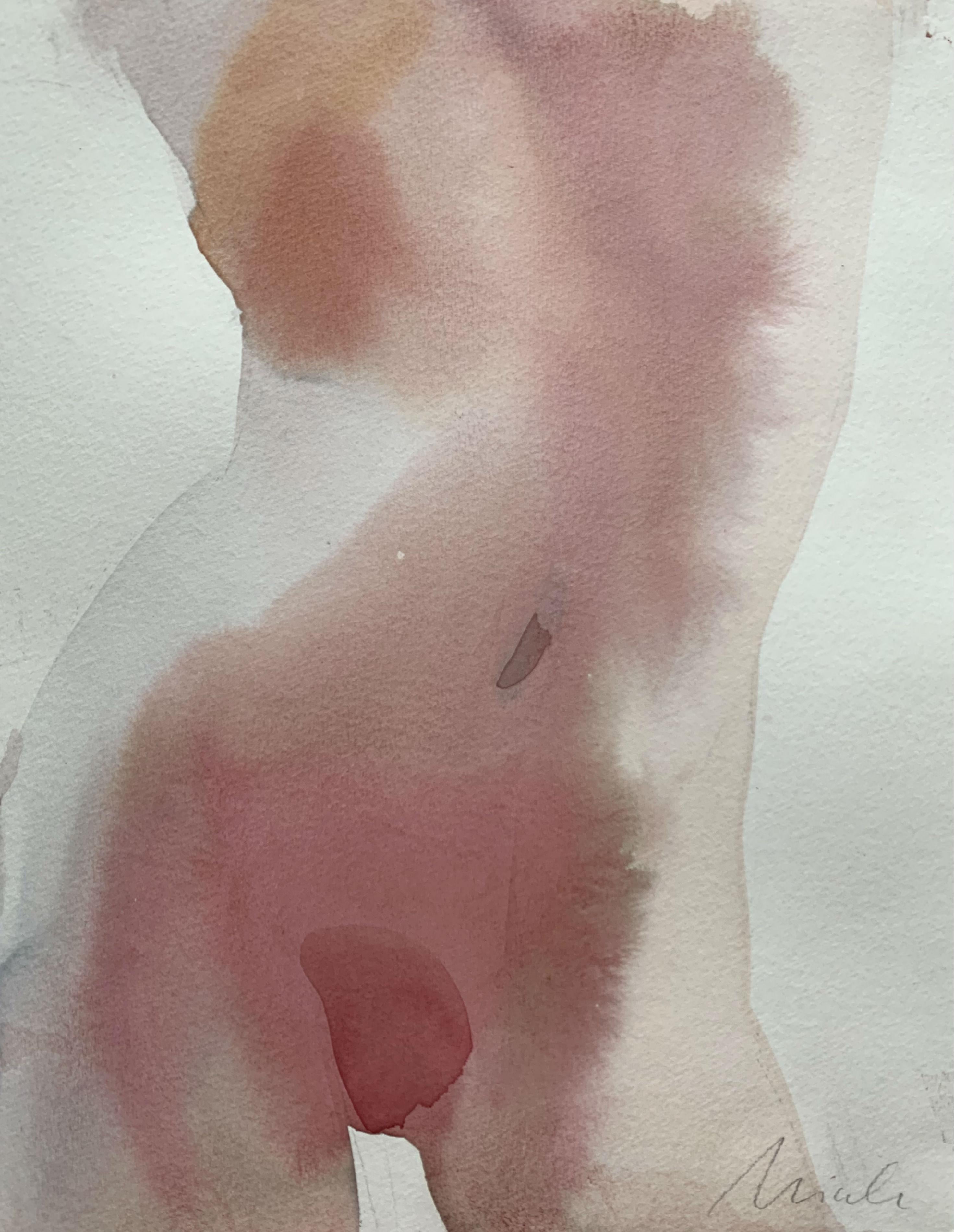 Maria Iciak Figurative Art - Nude - XXI Century, Watercolor Figurative Painting, Female Nude, Vertical