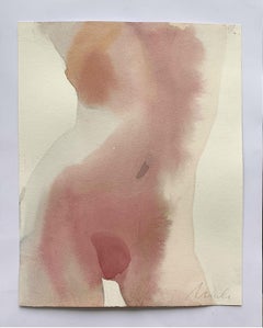 Nu du XXIe siècle, peinture figurative à l'aquarelle, Nu féminin, Vertical