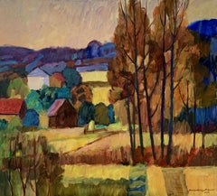 Landscape from Grabno - XXI Century, Oil Landscape Painting, Colourful