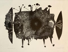 Humoresque II - XX Century abstraction woodcut print, Black, Minimalistic form