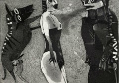 Non avere paura - Stampa all'acquaforte figurativa del XX secolo, Bianco e nero, Surrealismo