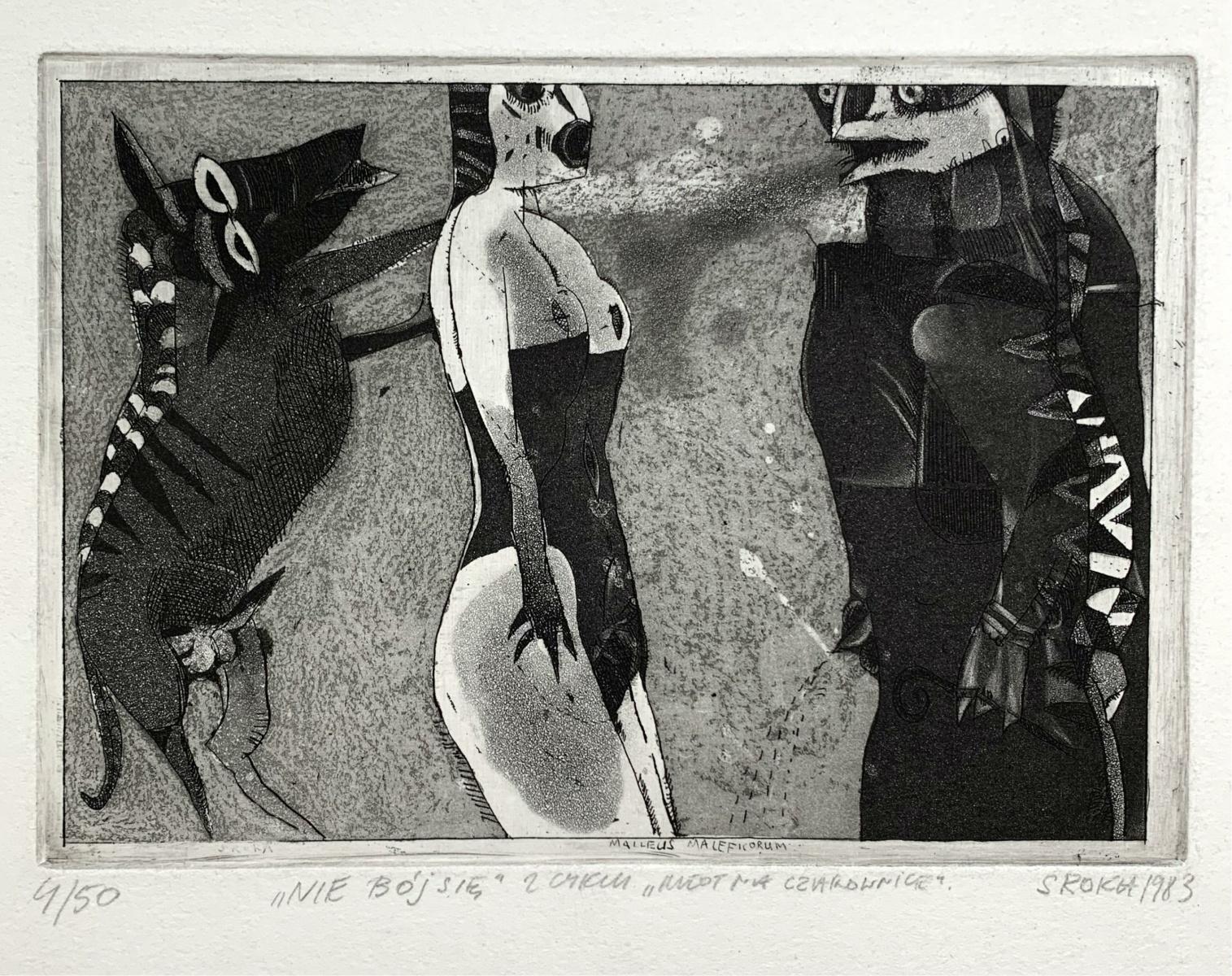 Don't be afraid - XX Century figurative etching print, Black & white, Surrealism - Print by Jacek Sroka