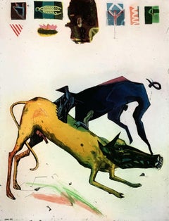 Dogs - XX Century figurative etching print, Surreal, Colorful, Vibrant