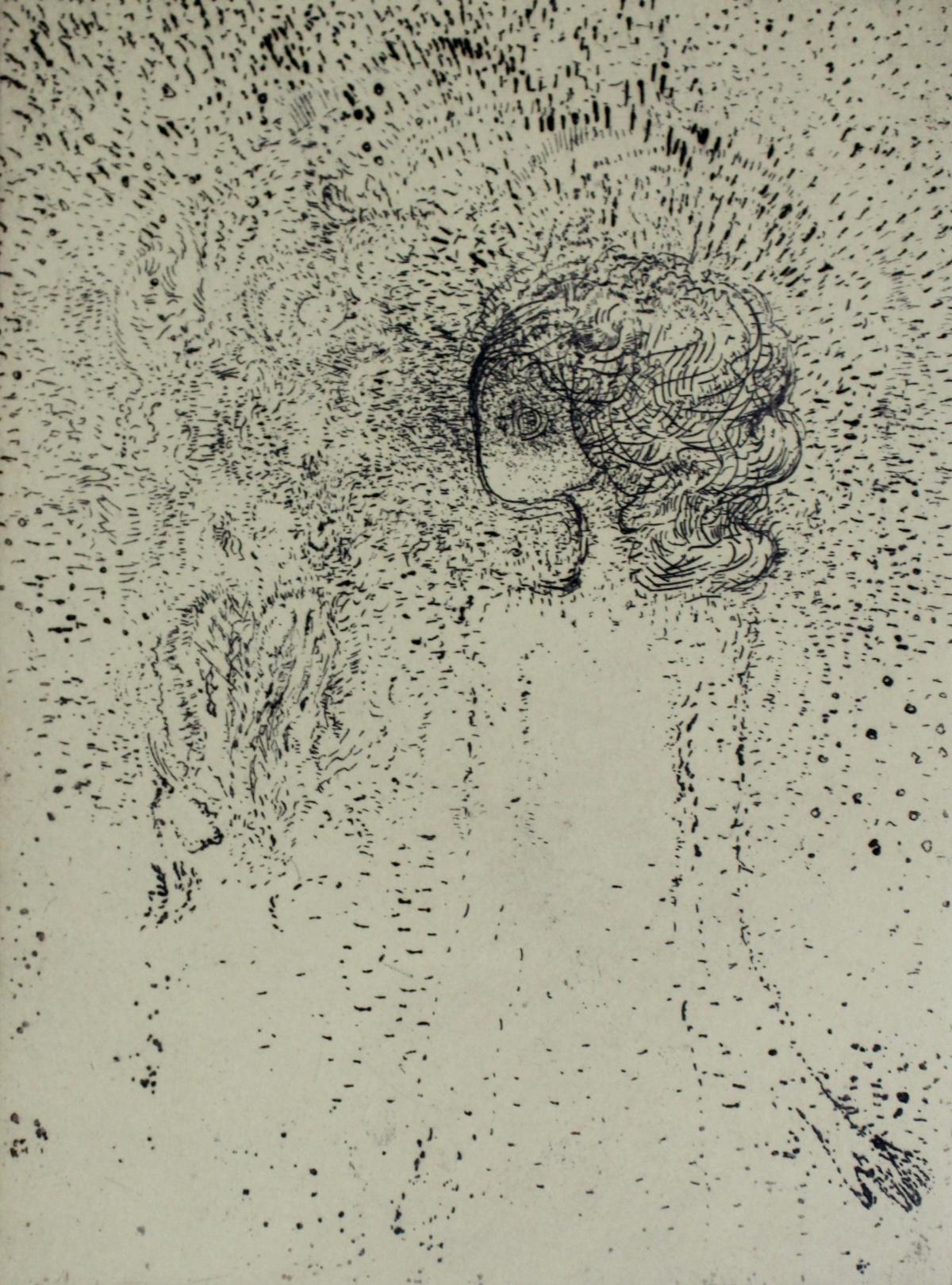 A creature - XX century, Abstract etching print, Monochromatic, Black