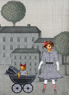 Città di carta - stampa figurativa contemporanea del XXI secolo e collage