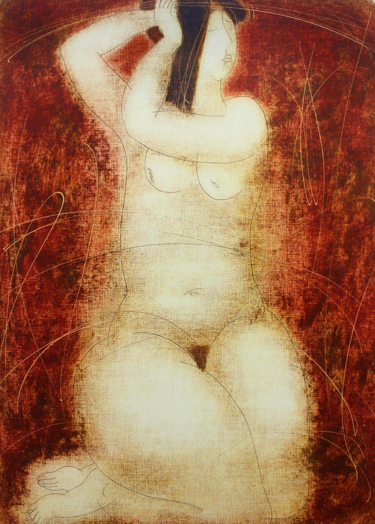 Siergiej Timochow Nude Print - Nude - XXI Century, Figurative Monotype Print, Monochromatic